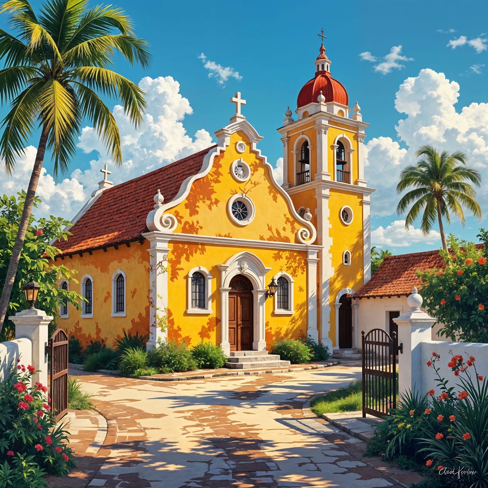 Rustic Curacao Chapel Digital Art: Dutch Colonial Caribbean ...