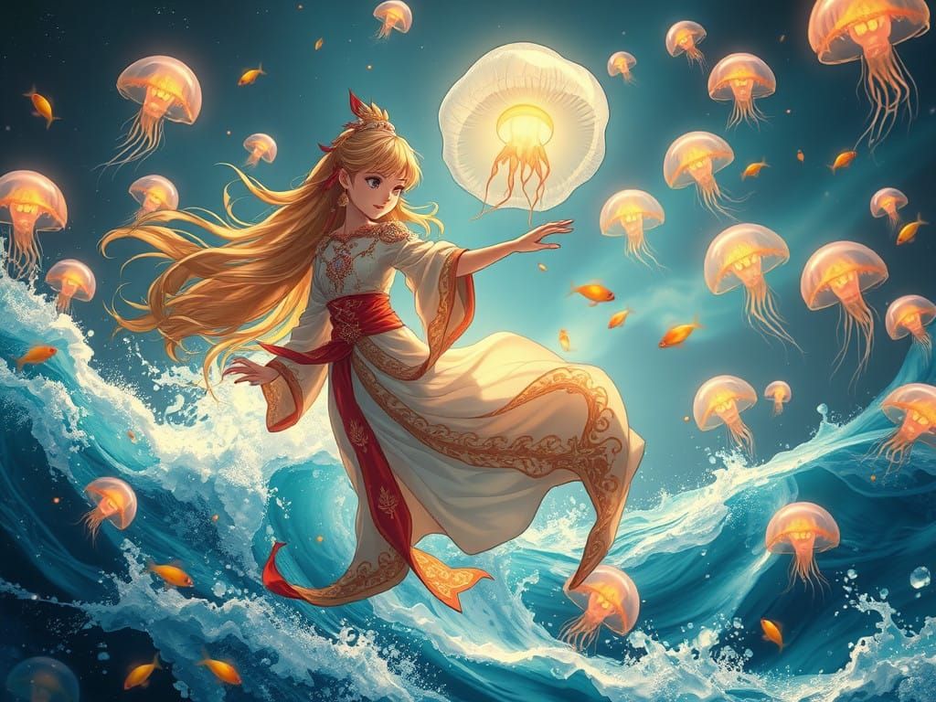 Royal Fantasy Goddess Soars Above the Turbulent Sea in Epic...