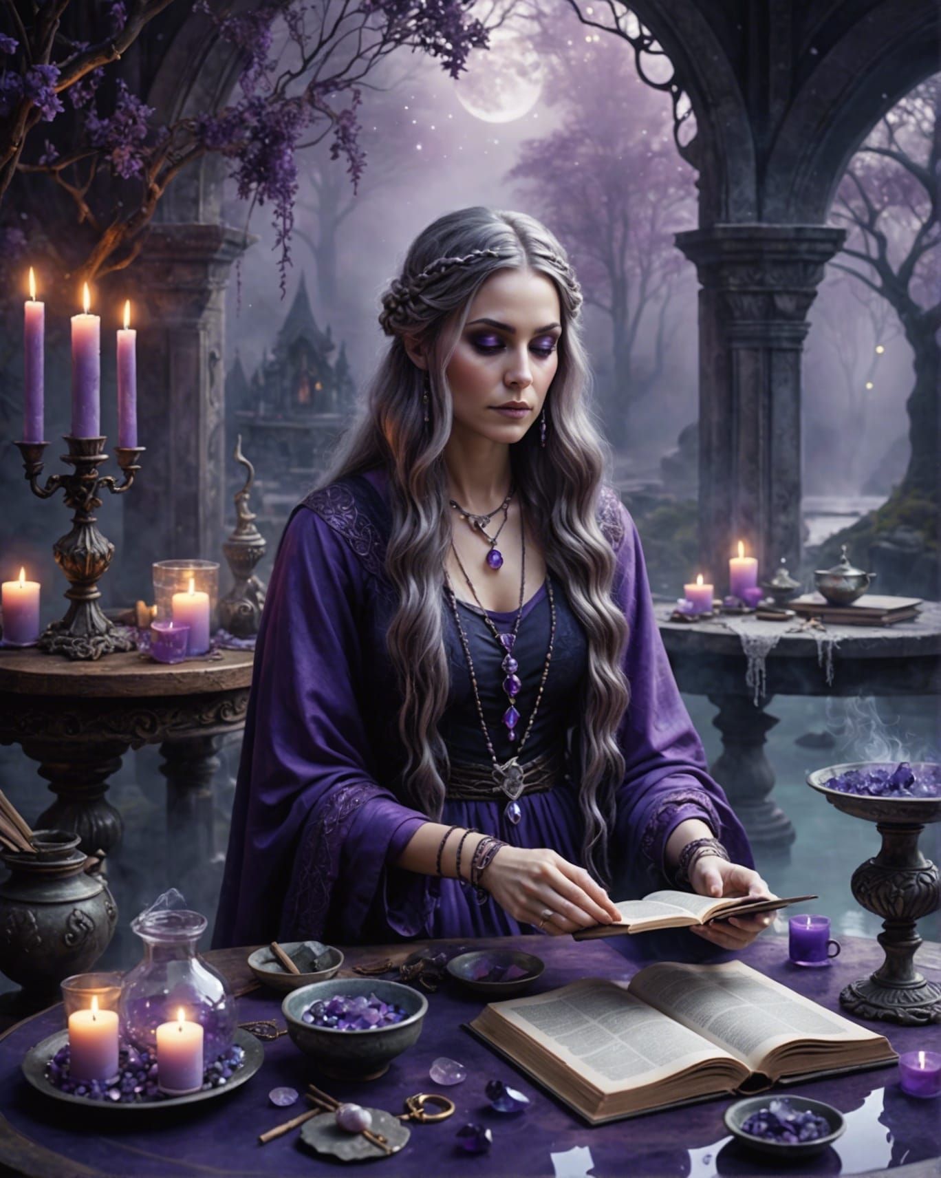 Ethereal Witch Scrying Pool in Watercolour Style