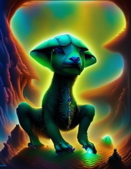 Alien Beast on an Alien Planet with Neon Glow