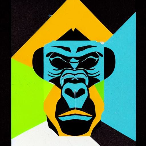 Pop Art Gorilla Meets Parrot in Bauhaus Style