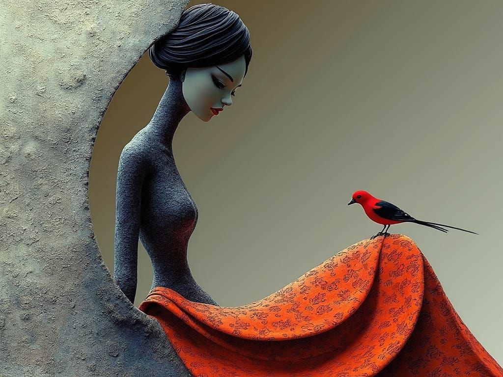 Ethereal Morning Landscape with Blooming Lotus Flowers and G...