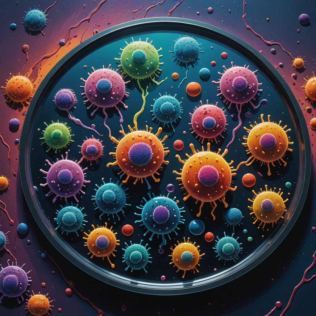 Iridescent Bacteria in Vibrant, Hyperrealistic Style