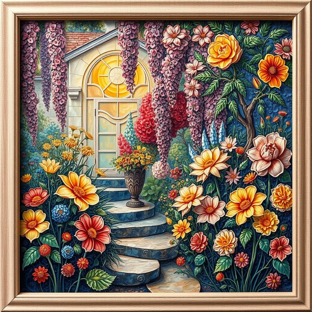 Vibrant Majolica Garden in Warm Colors