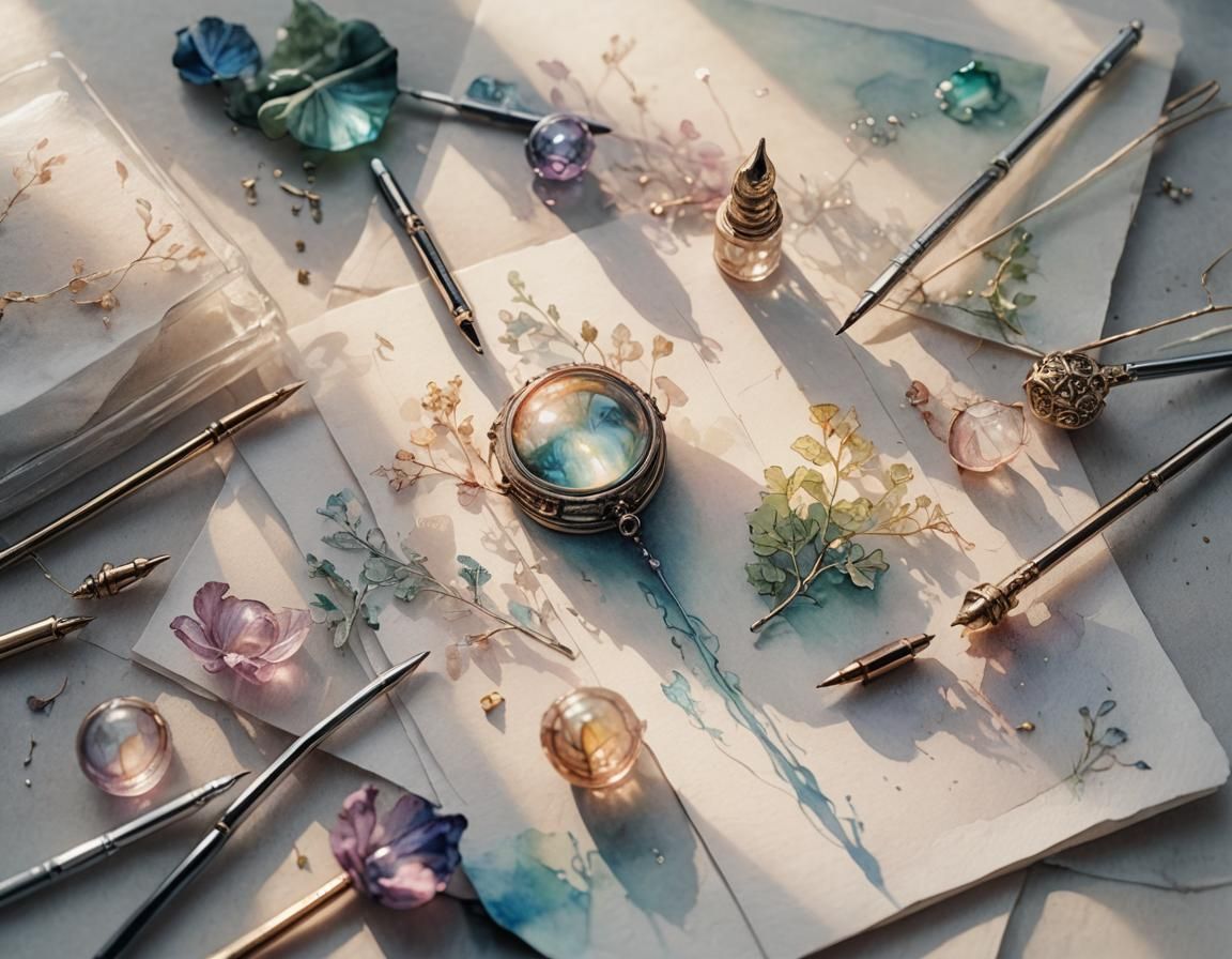 Ethereal Pin Illustration with Iridescent Highlights