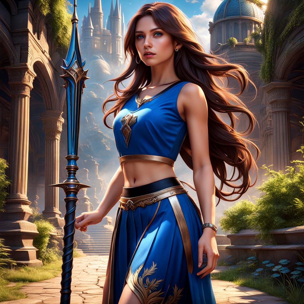 Teenage Girl with Wand: Detailed Fantasy Art