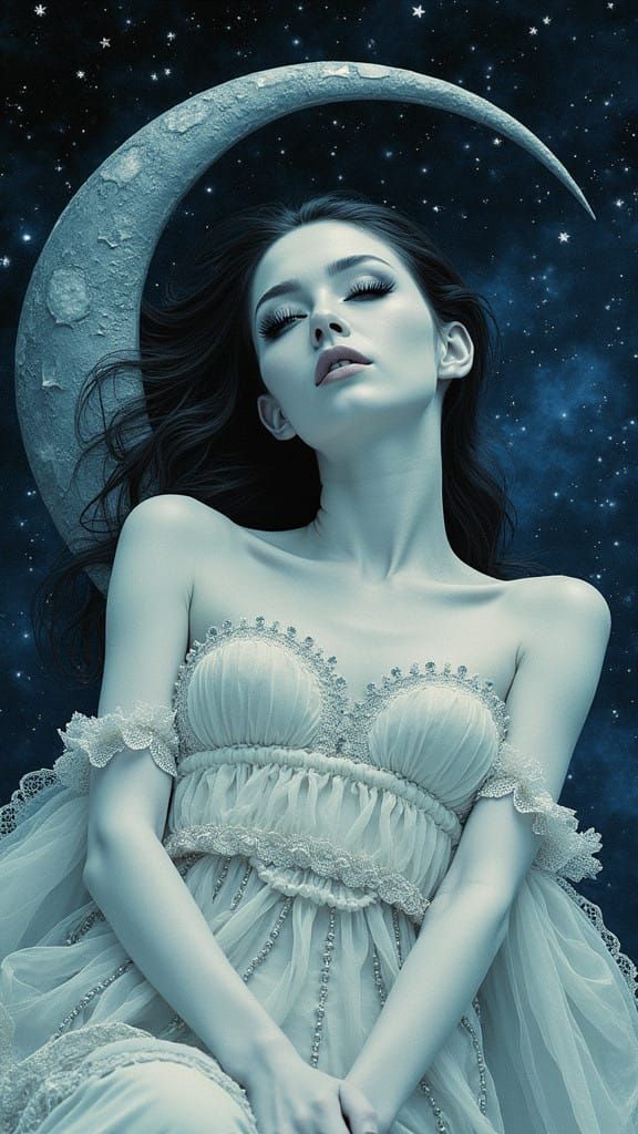 Ethereal, Androgynous Figure in Celestial Garb, Adorned with...