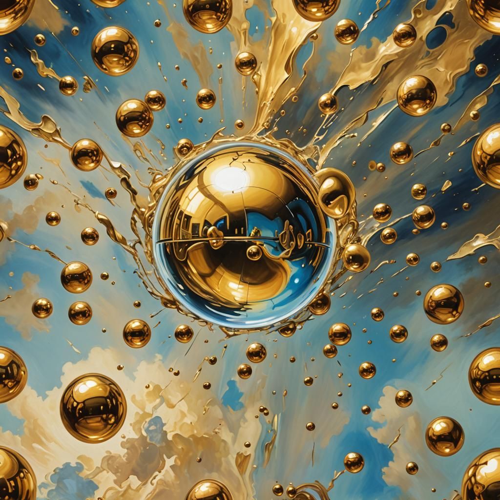 Golden Pokeball in Surrealist Style
