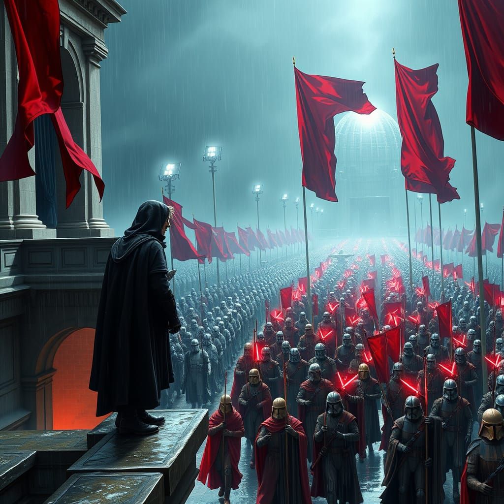 Luke Skywalker Watches Imperial Army in Futuristic Industria...