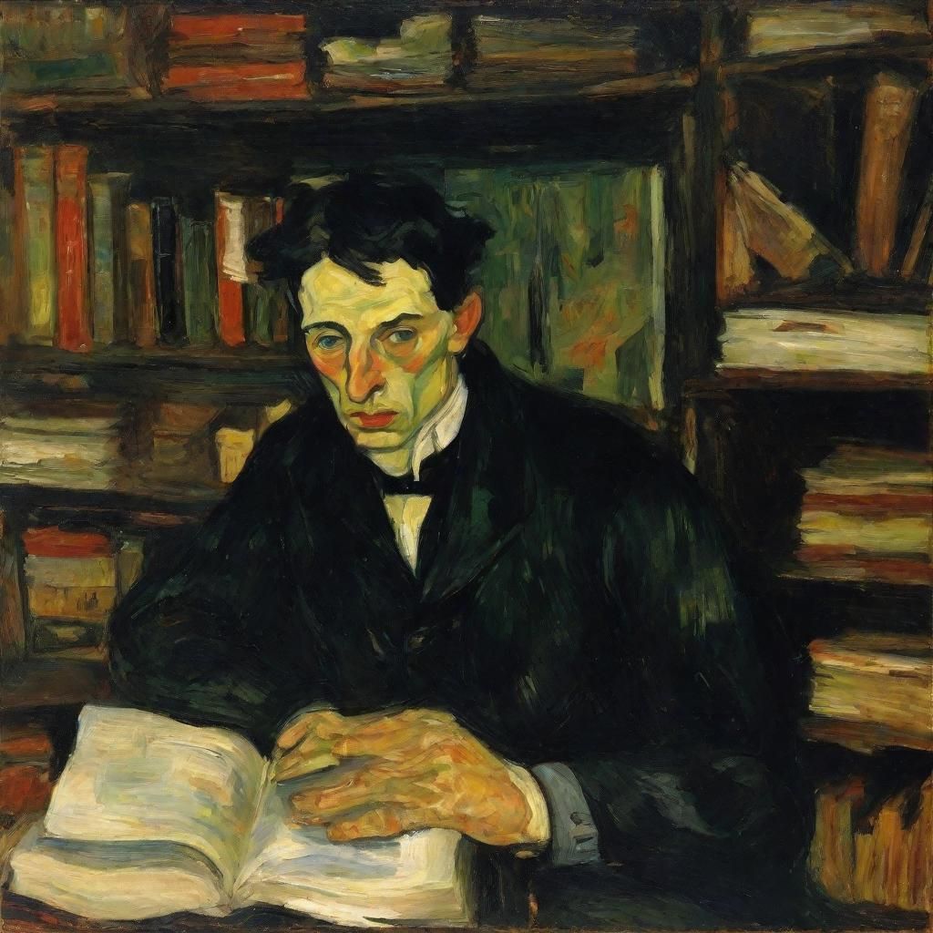 Darkly Lit Vampire Library in Expressive Style