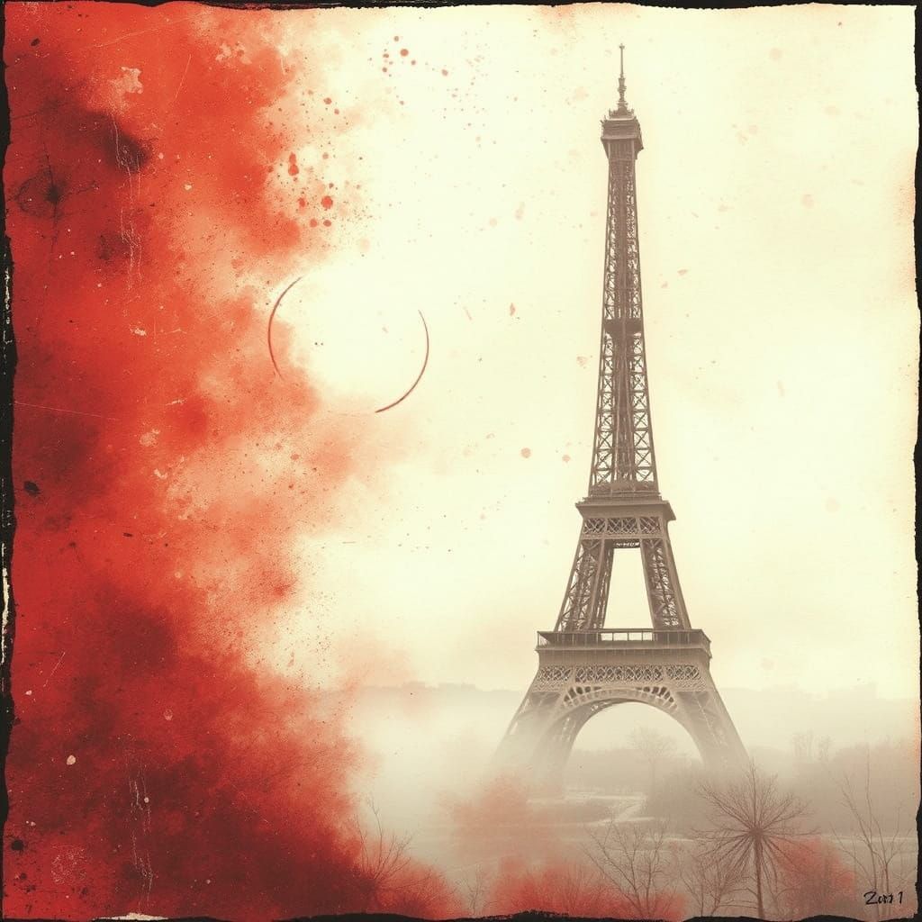 Ethereal Eiffel Tower in a Post-Apocalyptic Fog