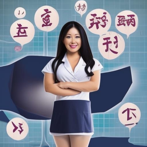 Muscular Pregnant Asian Nurse in Hospital