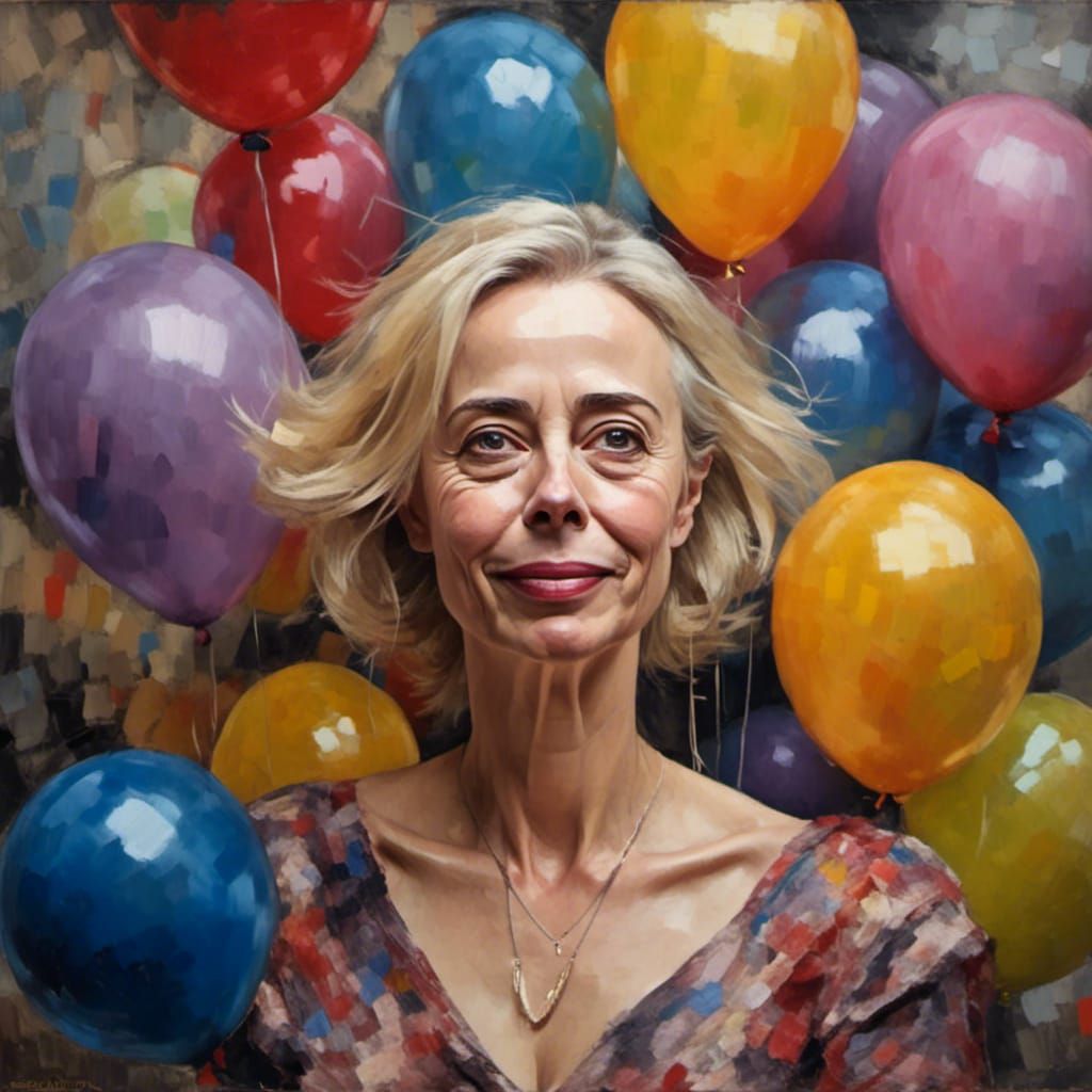 Radiant Blonde Woman in Impasto Oil Portrait