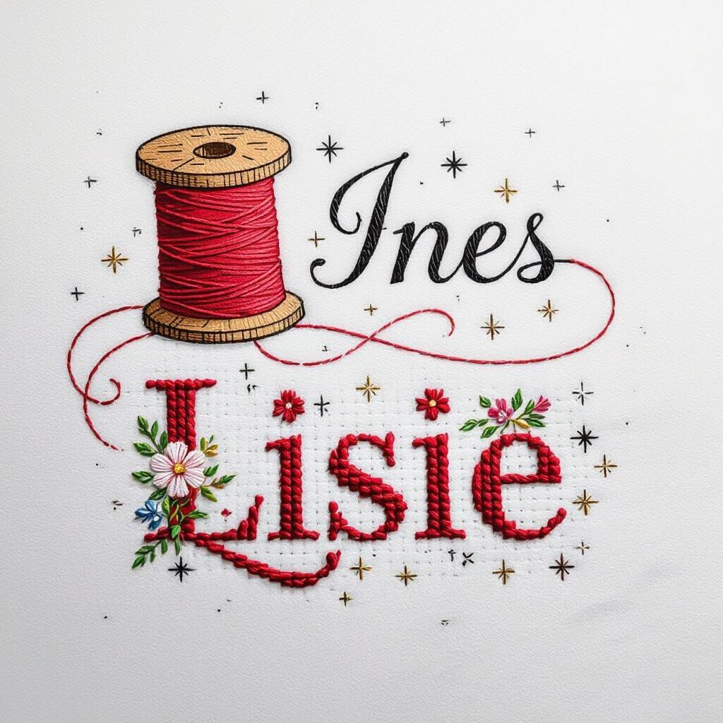 Elegant Logo Design: "Ines" & "Lisie" with Cross-Stitch L