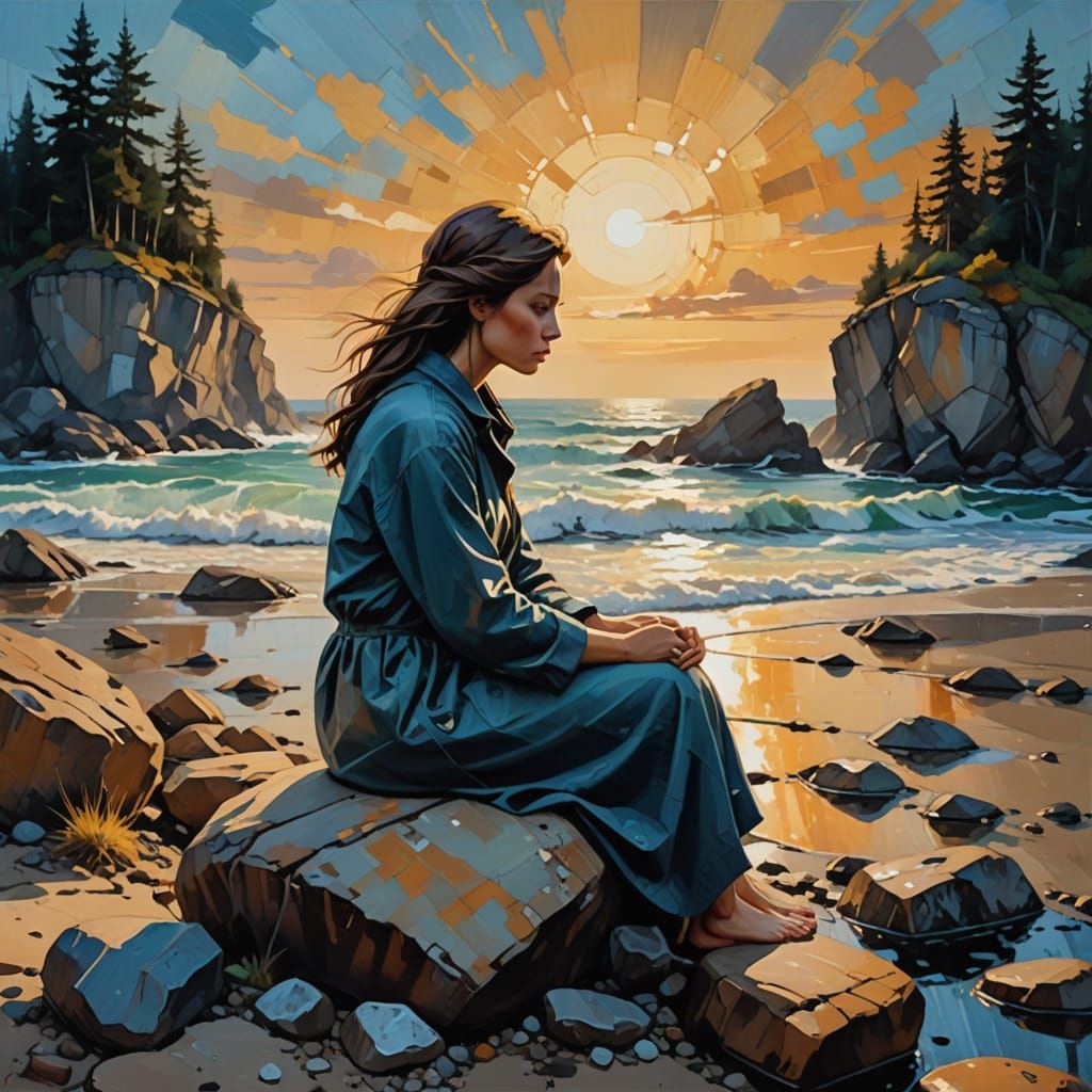 Surreal Melancholy on a Dreamlike Shore