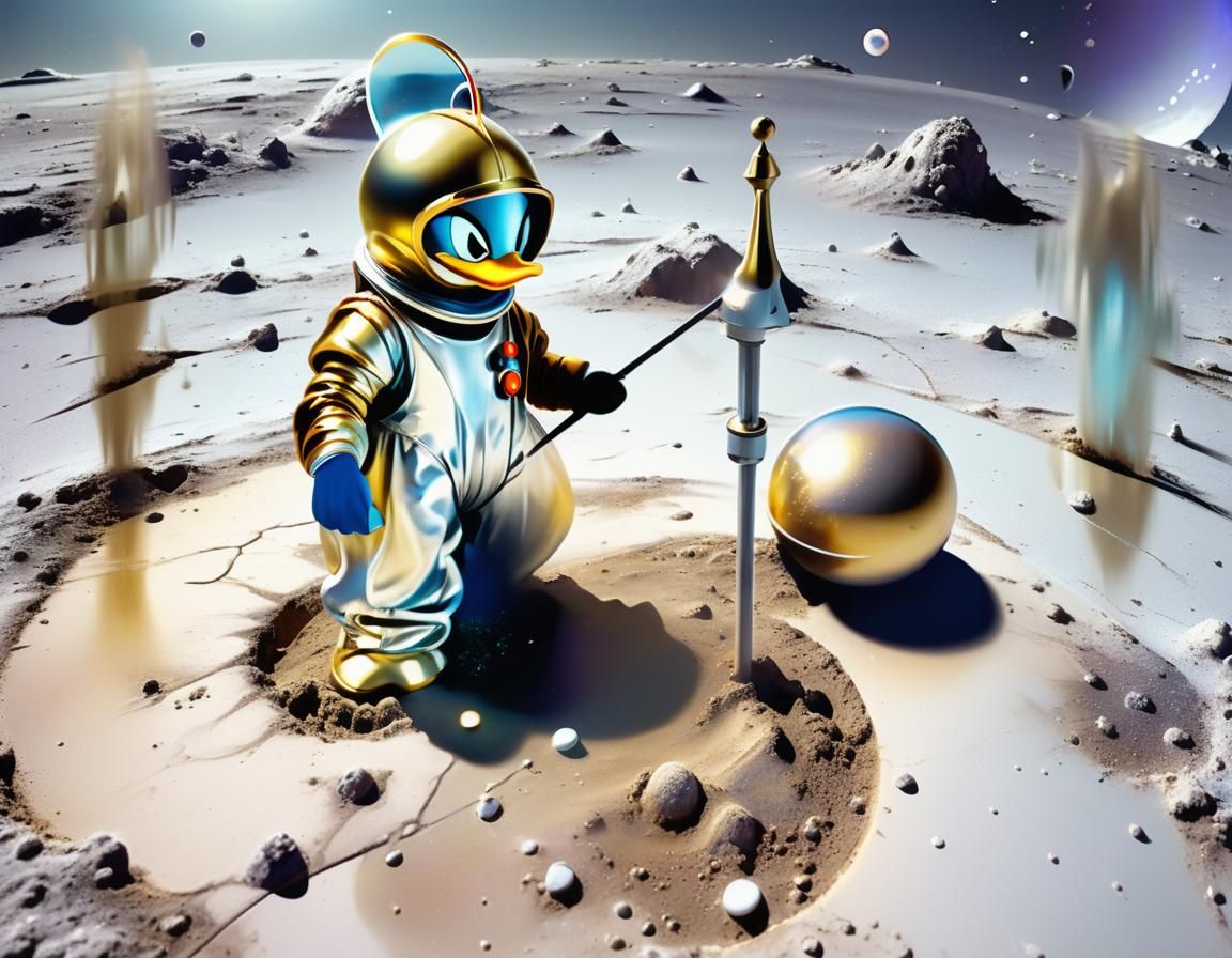 Daisy Duck's Surreal Gold Rush on Saturn's Moon