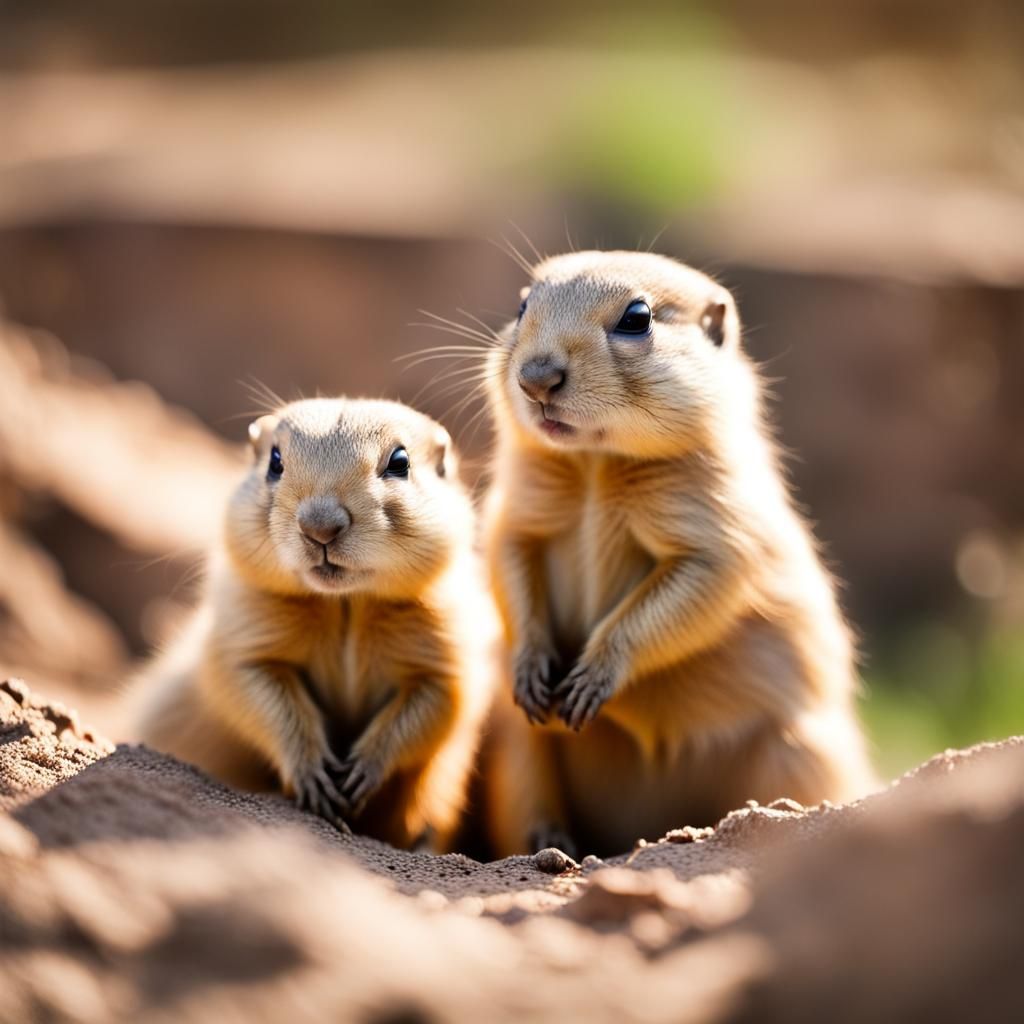 Cute Baby Prairie Dogs in Natural Light