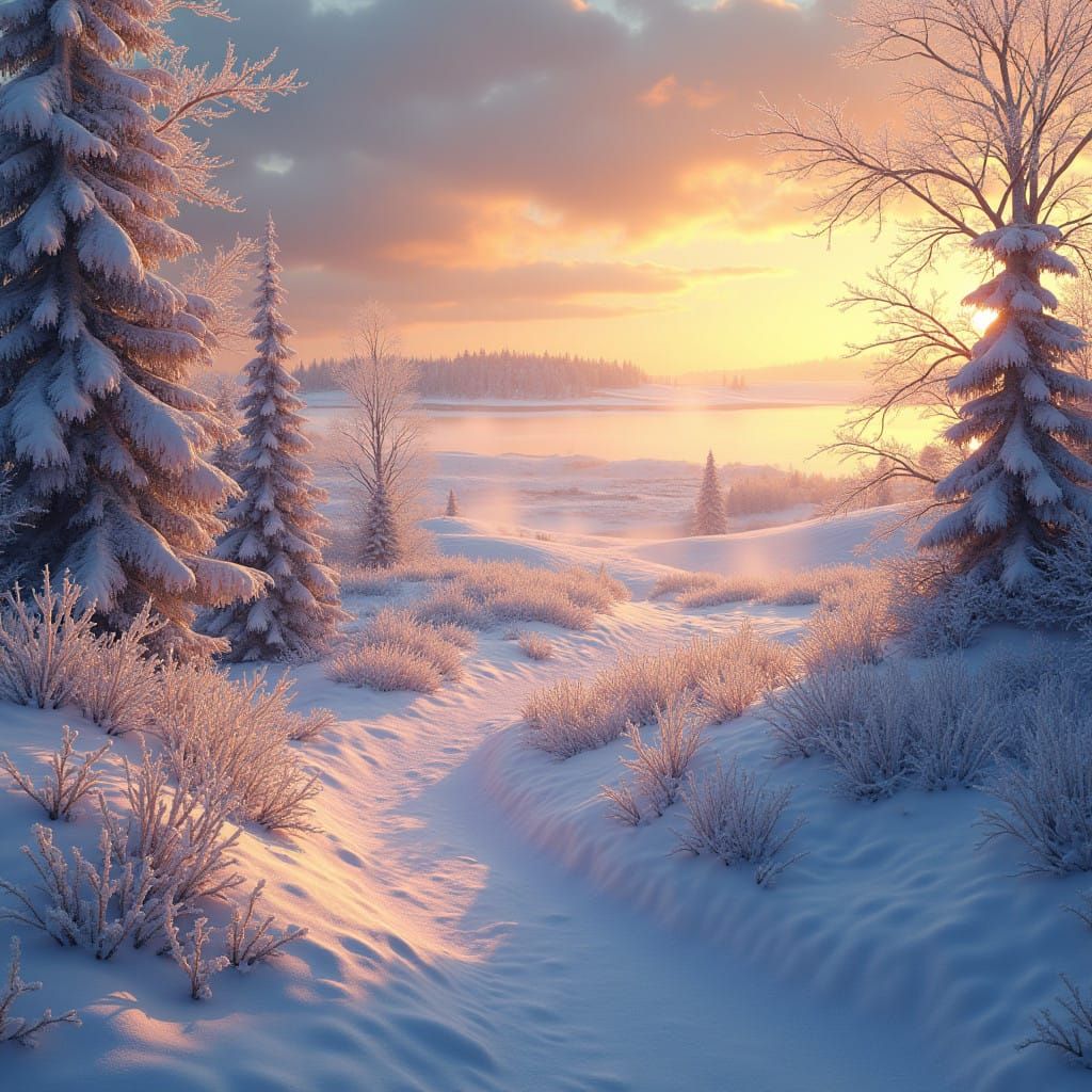 Fantasy Winter Landscape in Vibrant Colors