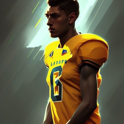 Detailed Portrait of College Football Player