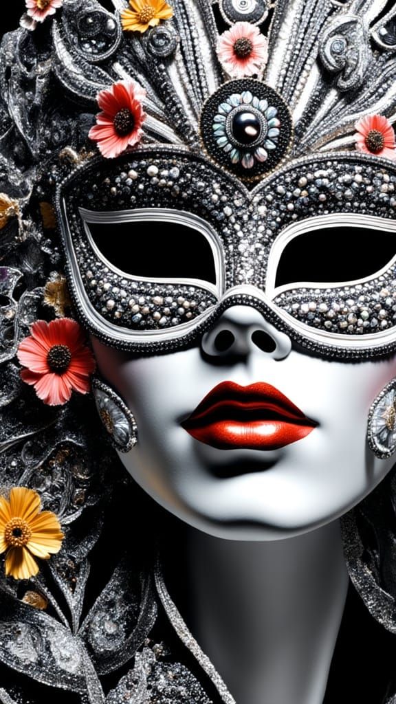 Textured Beaded Carnival Masks in Bohemian Style