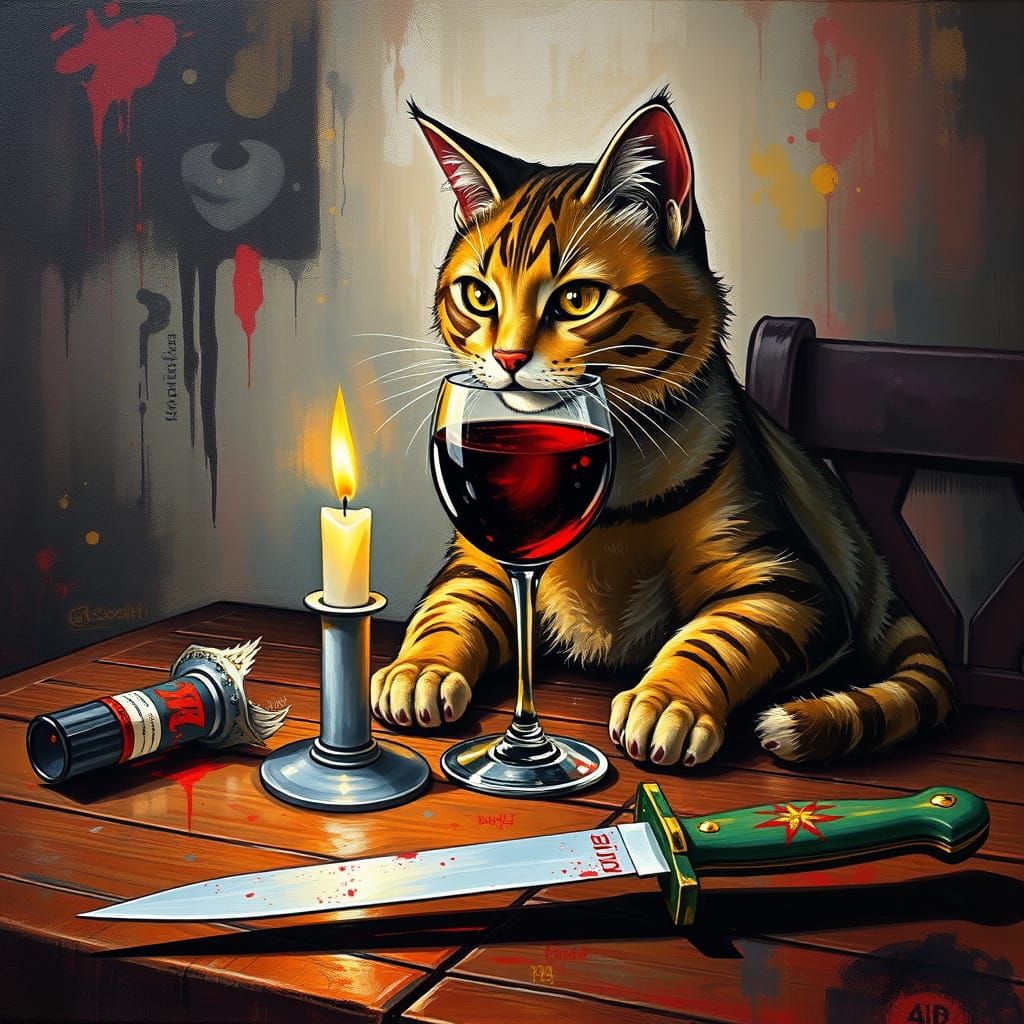 Elegant Nighttime Gathering in Vibrant Graffiti Style