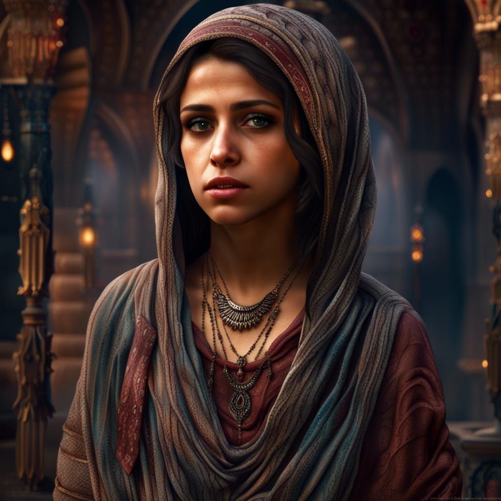 Beautiful Arab Girl in Detailed Matte Painting