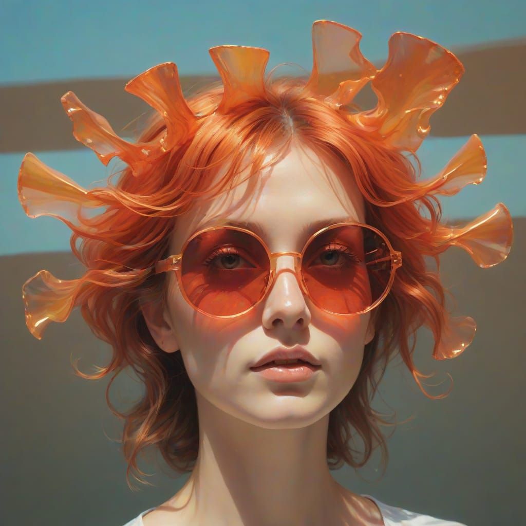 Abstract Portrait with Refracted Light Effects