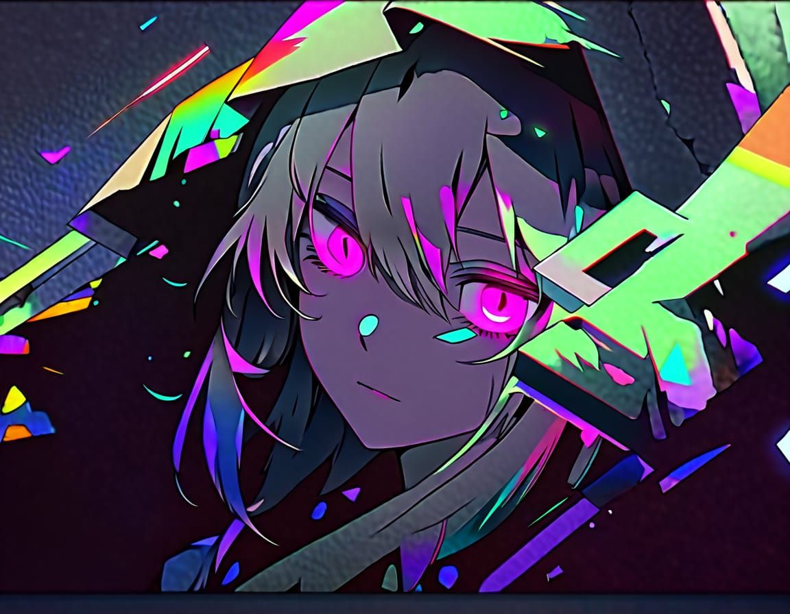 Moody Anime Portrait with Piercing Gaze in Watercolor-Inspir...