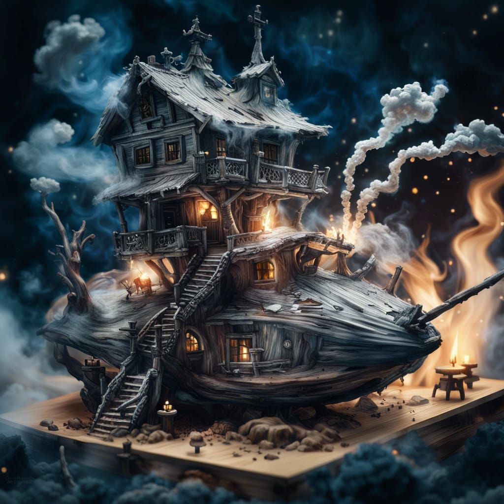 Smoke Treehouse: Hyperdetailed Macro Photo