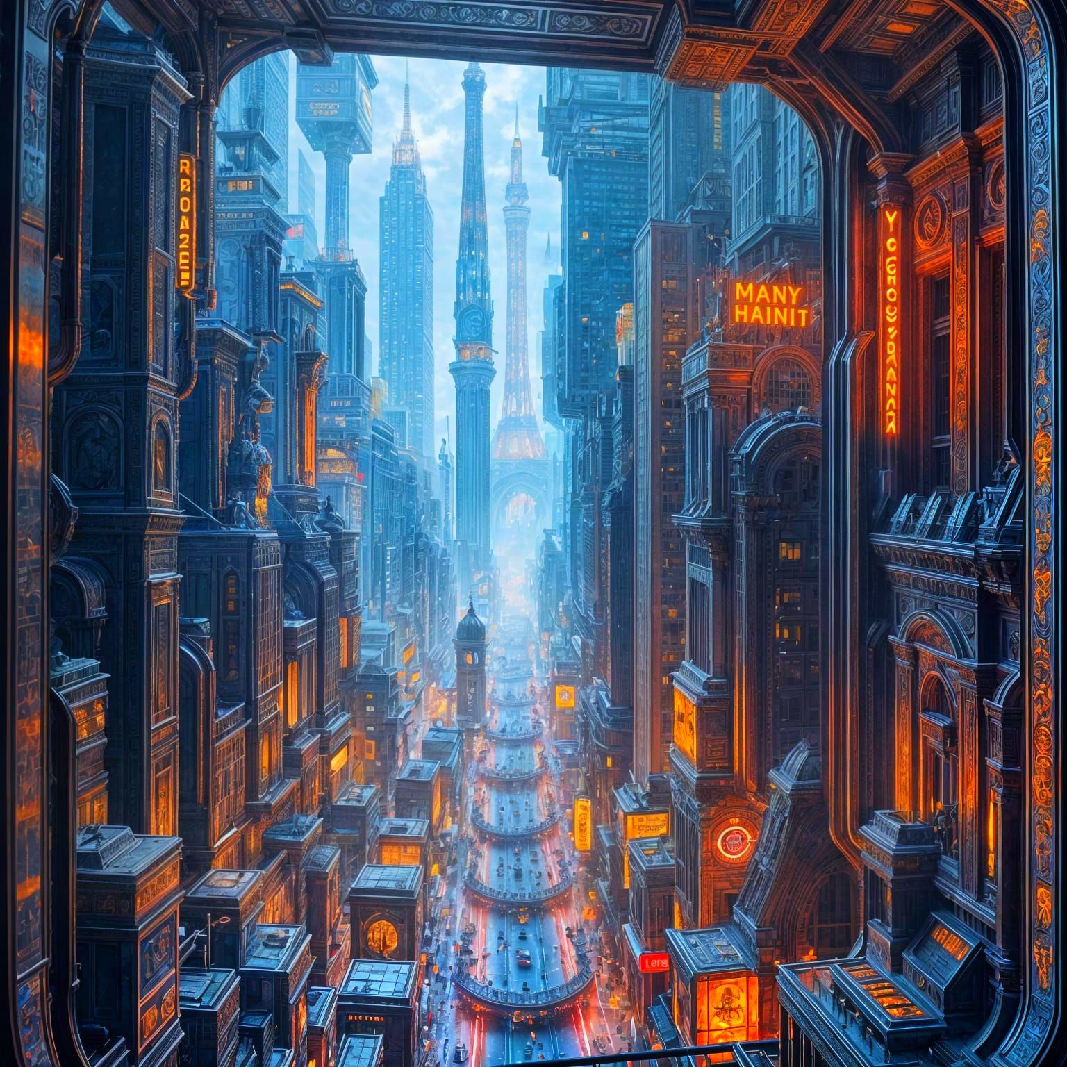 Vibrant Metropolis Unfolds Within a Gargantuan Phone Charger