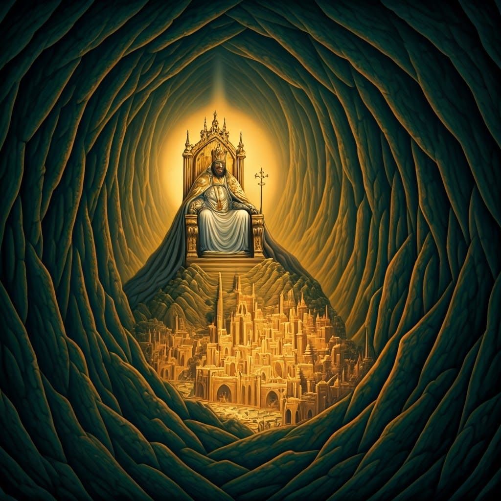 King on Golden Throne in Dark Fantasy Style