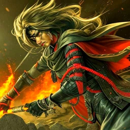 Intense Fire Flames Against Dark Background