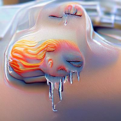 Surreal Melting Clock in Abstract Composition