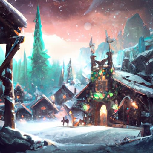 Epic Santa's Village Digital Matte Painting