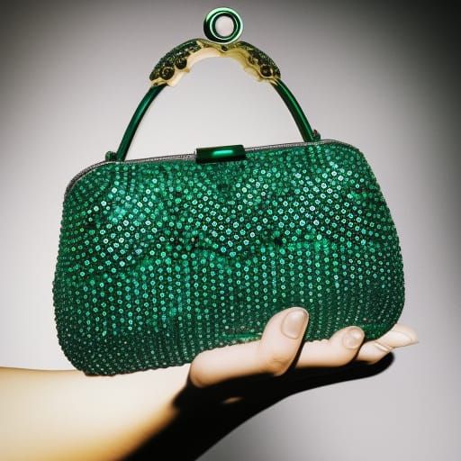 Emerald green rhinestones handbag made with emerald green rhinestones& Real emerald gemstones& High quality vibes& good ...