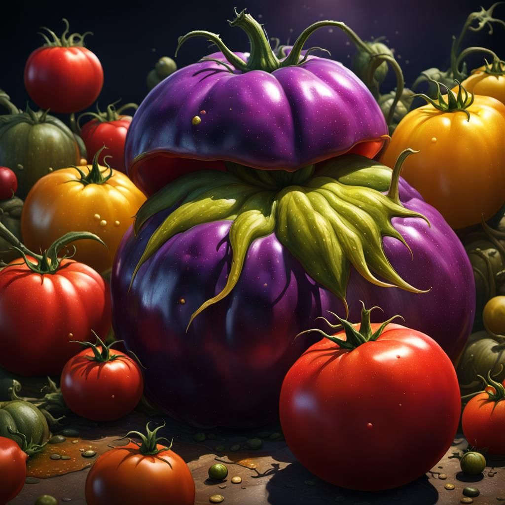 Hyperdetailed Tomato in Dark Fantasy Style