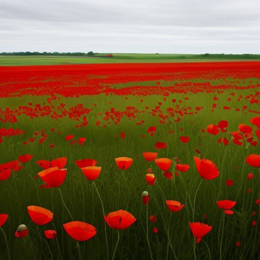 poppies growing between the soldiers' crosses in Flanders fi...