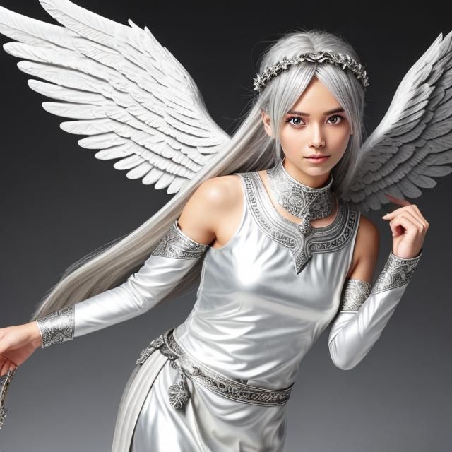 Silver Earth Angel in Roman Toga