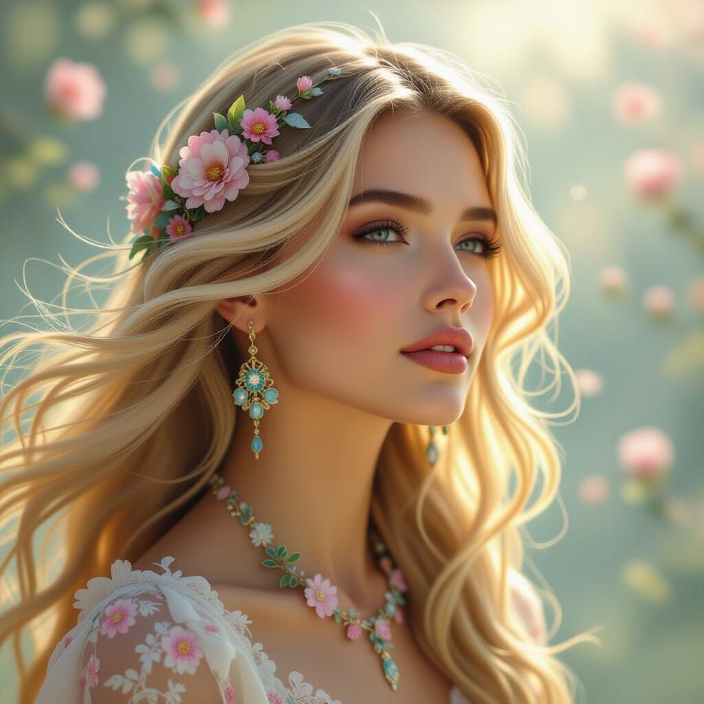 Visionary Surrealist Portrait of Serene Woman