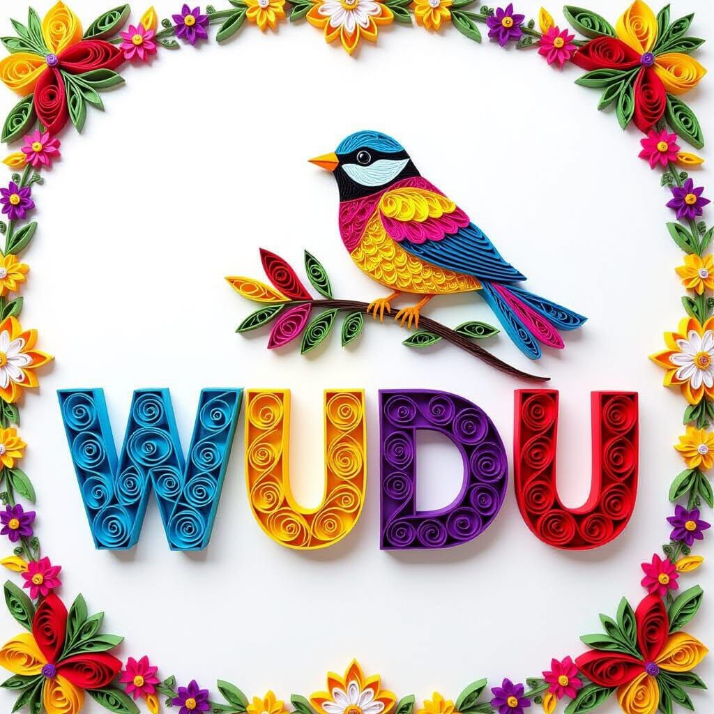 Vibrant Quilling Paper Art: 'Wudu' with Bird and Branch