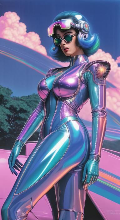 Retro-Futuristic Holographic Woman in Sorayama Style
