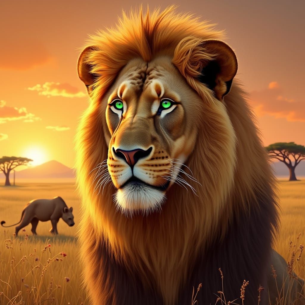 Regal Lion in Hyper-Realistic Digital Art Style