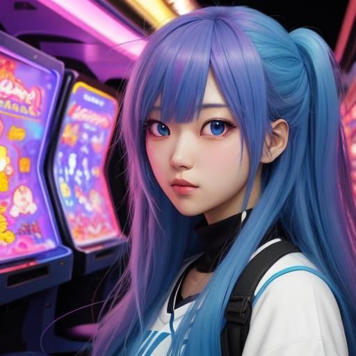 Simpsons Girl in Anime Arcade, Studio Trigger Style