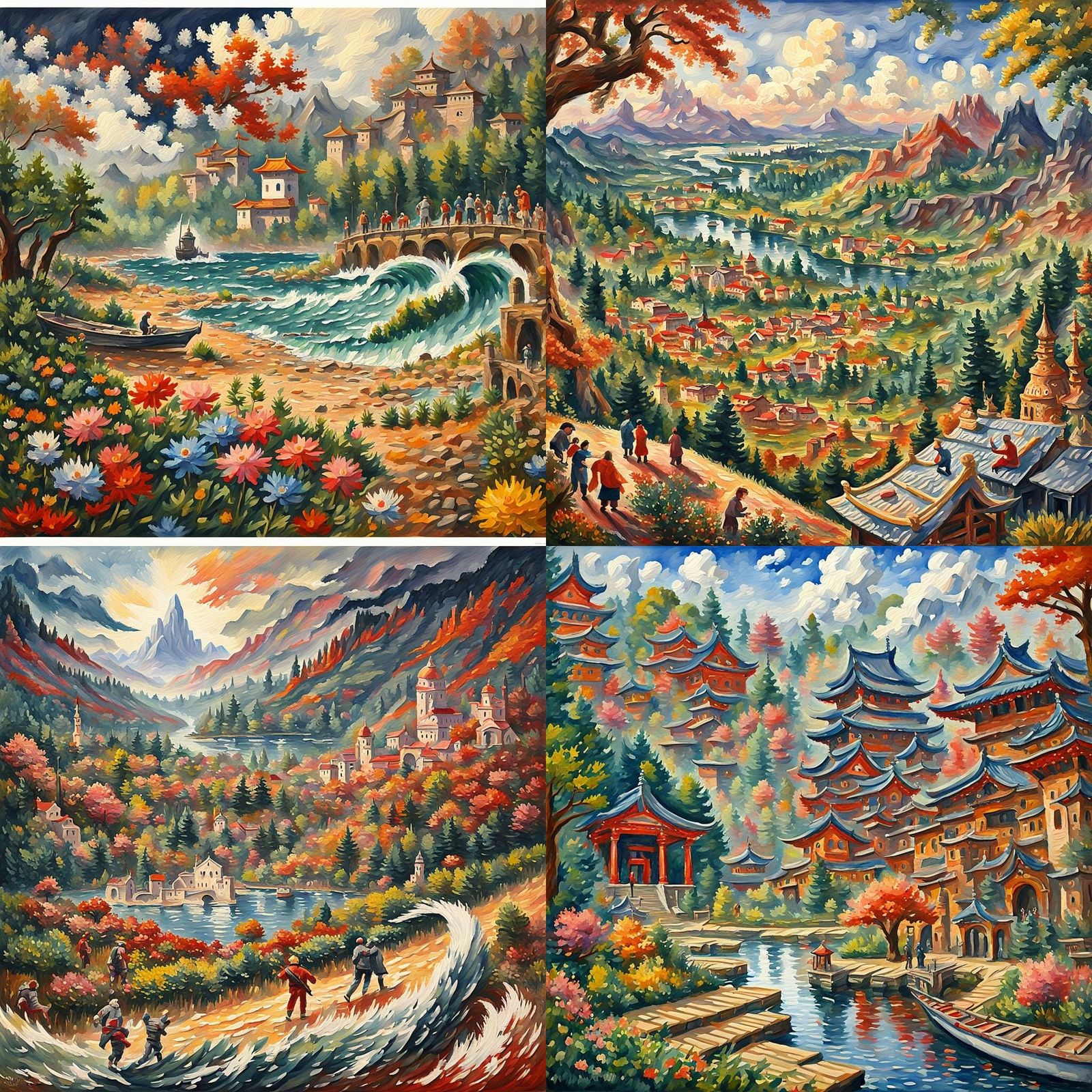 Naruto and Sasuke Anime Fight in Gouache Style