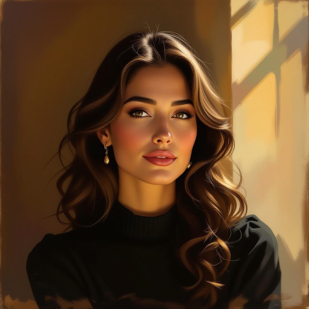 Portrait of Florence Houle in Sun-Dappled Studio