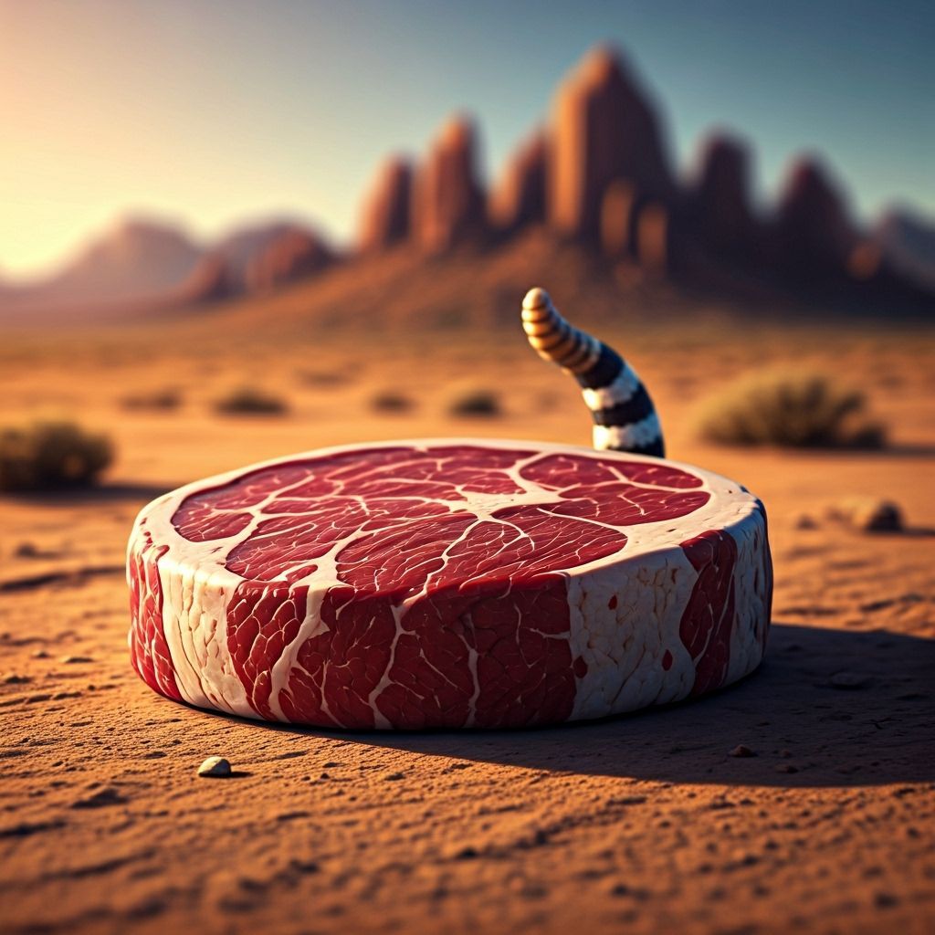 Adorable Rattlesnake Beef Steak in Desert