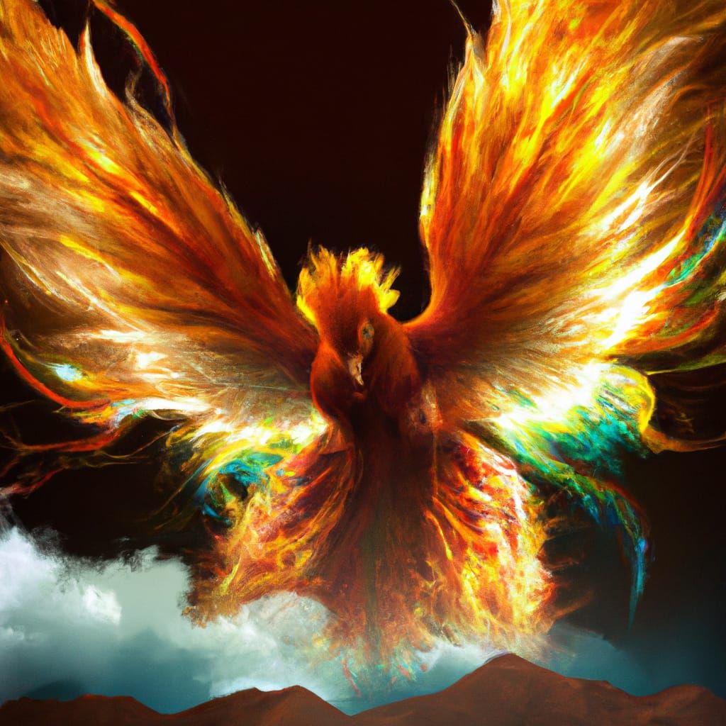Phoenix Rising: Fiery Wings in Volumetric Light