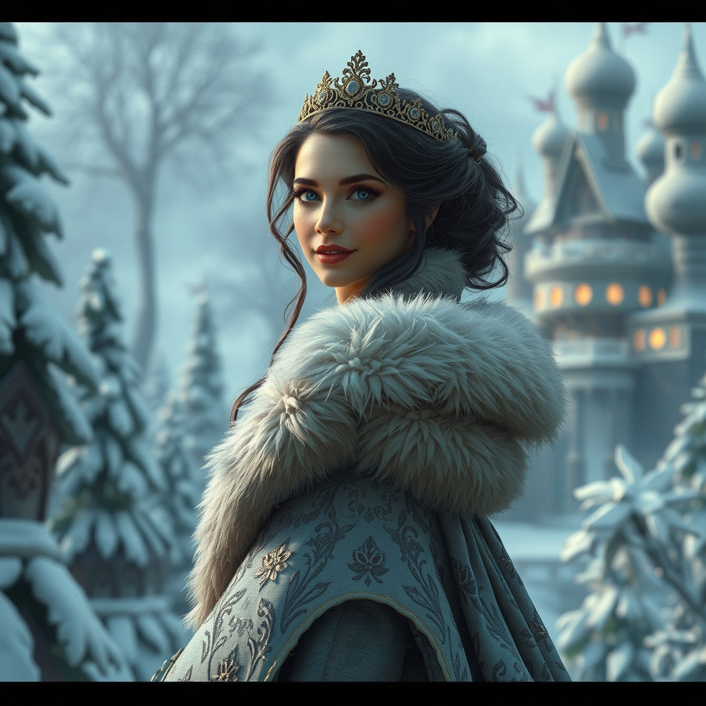 Fairytale Princess in Winter Coat: Matte Painting