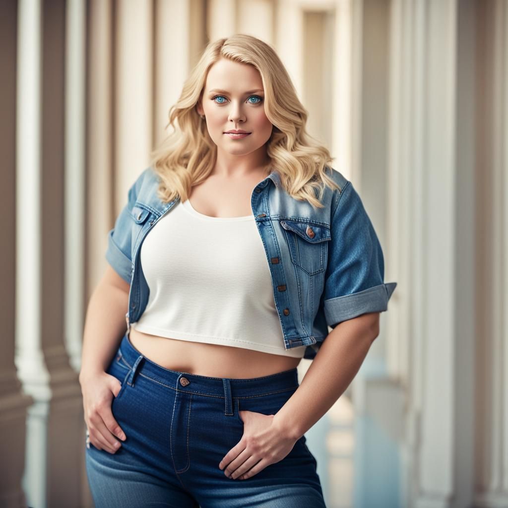 Blonde Woman in Jeans: High-Fashion Portrait