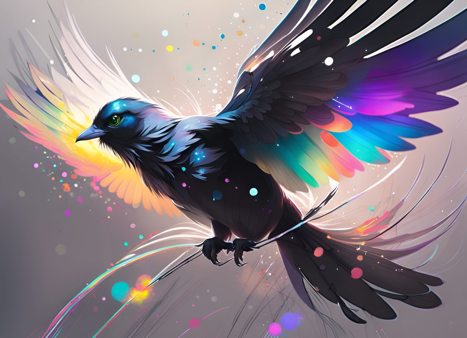 Majestic Rainbow Bird Spreads Colors